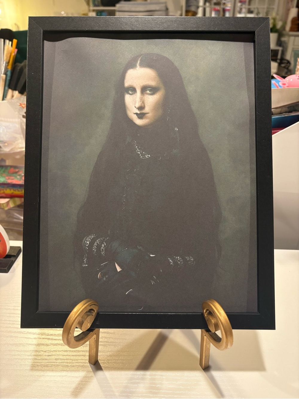 Framed Gothic Mona Lisa in Black 8x10 Art Print